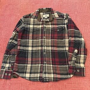 Men's small Plaid Flannel Shirt - Red, Blue, and Cream